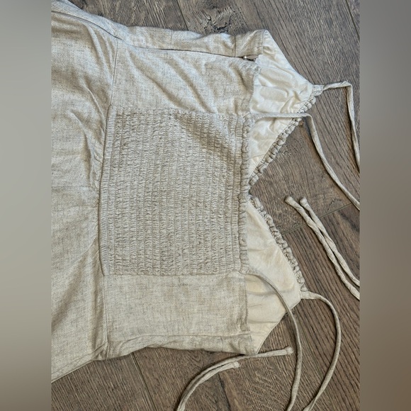 Abercrombie Linen-Blend Romper Oatmeal Size Medium Boho - Picture 8 of 10